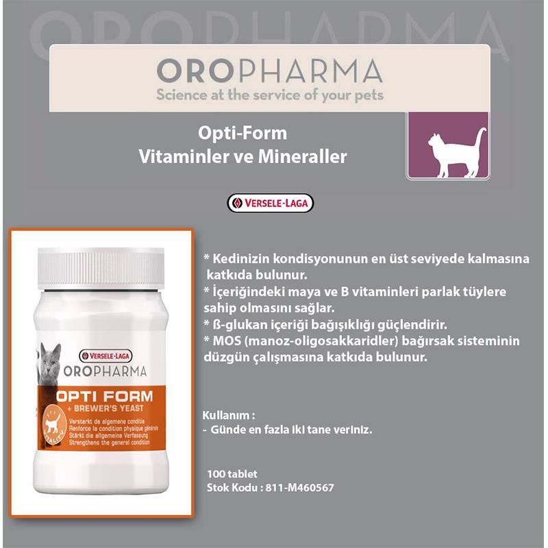 Versele Laga Oropharma Opti Form Kedi Maya Tableti 100’lü