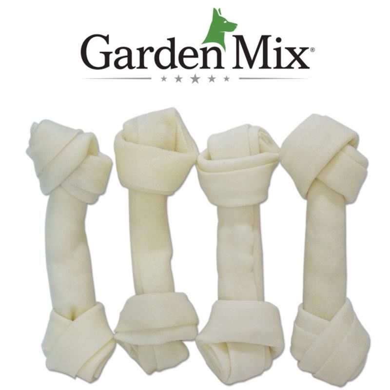 Gardenmix Beyaz Düğümlü Deri Kemik 5-5,5" - 4'lü