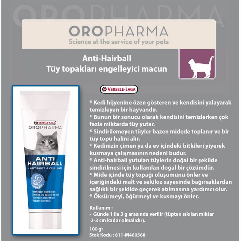 Versele Laga Oropharma Anti Hairball Kedi Malt Macunu 100gr