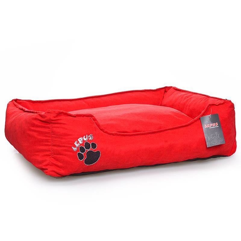Lepus Fermuarlı Soft Kedi Köpek Yatağı Kırmızı Large