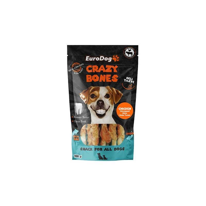 Eurodog Crazy Bones Tavuk Sargılı Köpek Ödülü 100 gr