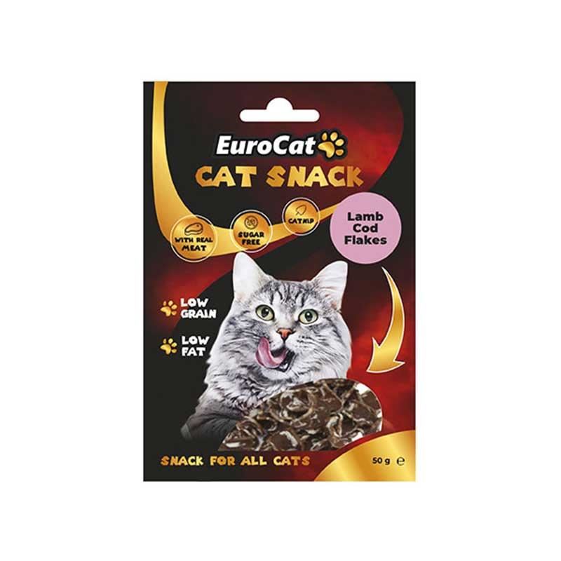 EuroCat Düşük Tahıllı Kuzu Etli Morina Balıklı ve Catnipli Kedi Ödülü 50gr