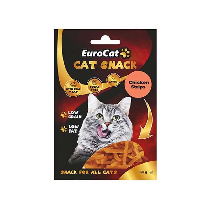 EuroCat Düşük Tahıllı Tavuklu ve Catnipli Şerit Kedi Ödülü 50gr
