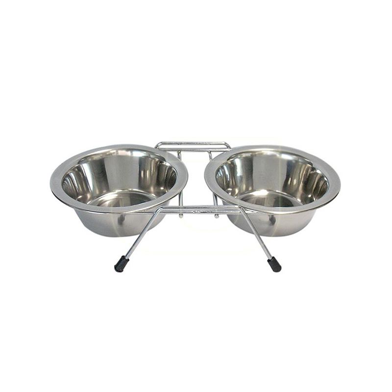 Eurogold Kedi Köpek Ayaklı İkili Çelik Mama Ve Su Kabı Seti 2x250 ml