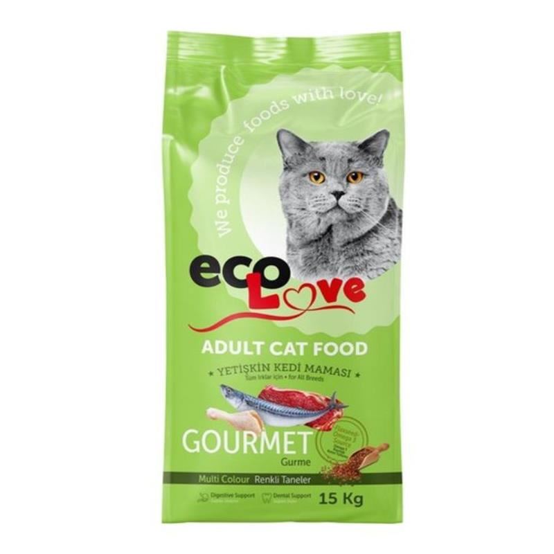 EcoLove Gourmet Renkli Taneli Kedi Maması 15kg