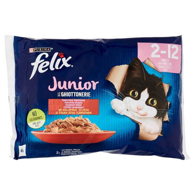 Felix Junior Tavuklu ve Sığır Etli Karışık Yavru Kedi Yaş Mama 4x85gr
