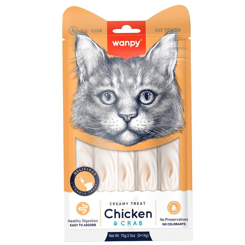 Wanpy Tavuklu Yengeçli Sıvı Kedi Ödül Maması 5x14gr