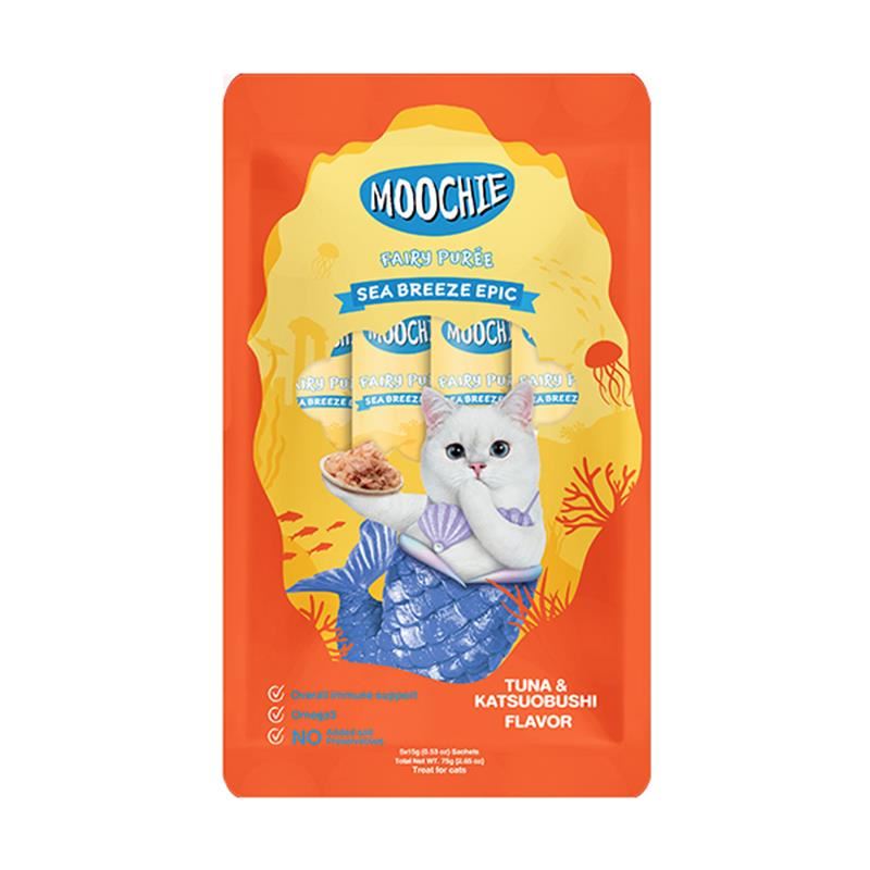 Moochie Ton Balıklı ve Katsuobushili Sıvı Kedi Ödül Maması 5x15gr