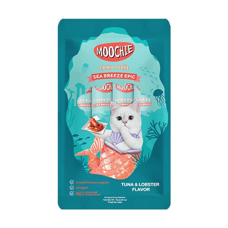 Moochie Ton Balıklı ve Istakozlu Sıvı Kedi Ödül Maması 5x15gr