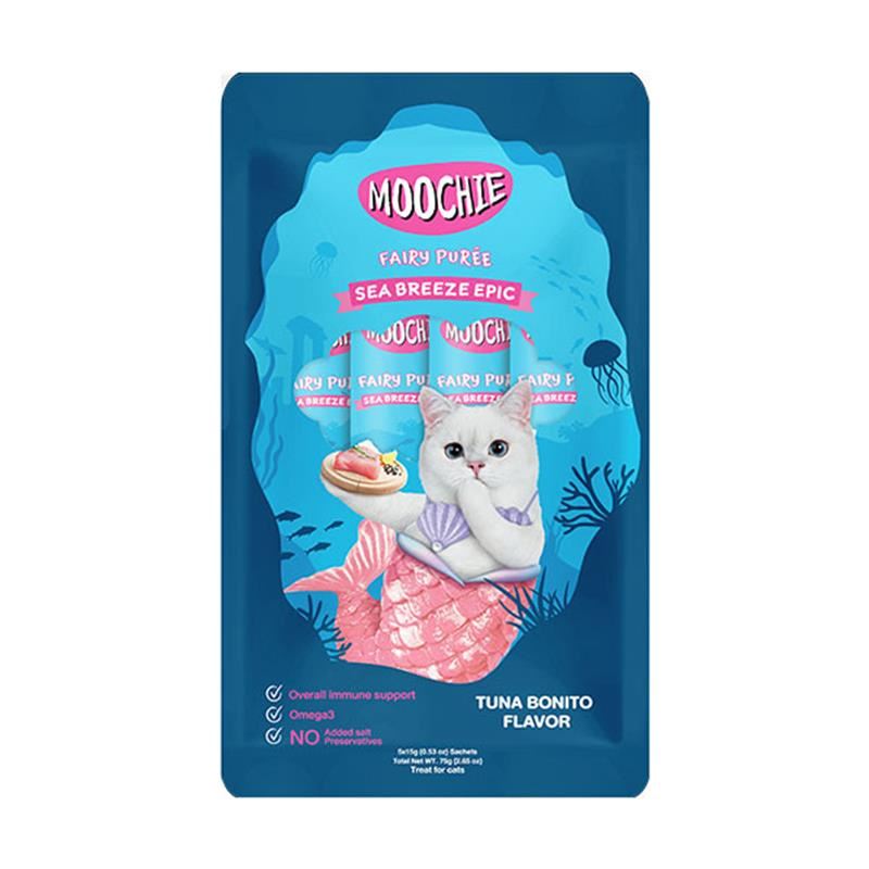 Moochie Ton Balıklı ve Palamutlu Sıvı Kedi Ödül Maması 5x15gr