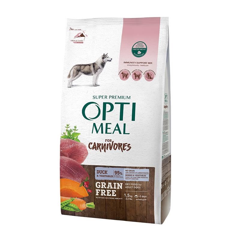 Optimeal Carnivores Ördekli Sebzeli Tahılsız Yetişkin Köpek Maması 1.5kg