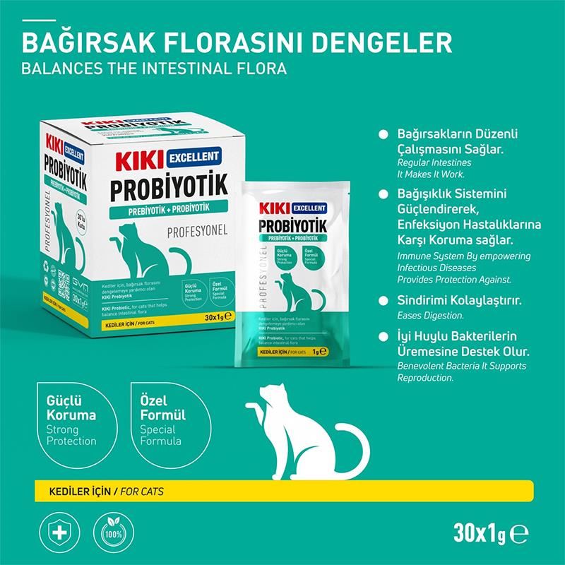 KIKI Excellent Kedi Probiyotik + Prebiyotik Saşe 1gr x30 ADET