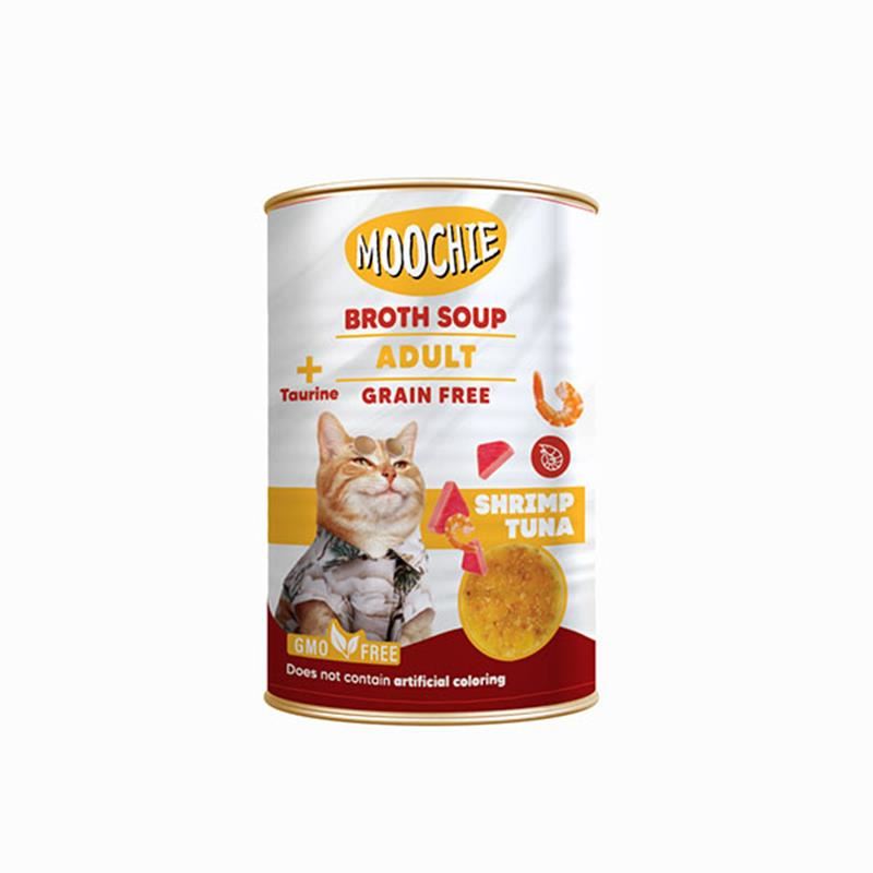 Moochie Ton Balıklı ve Karidesli Tahılsız Kedi Çorbası 135ml