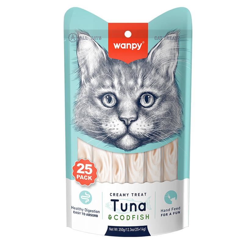 Wanpy Ton ve Morina Balıklı Sıvı Kedi Ödül Maması 25x14gr