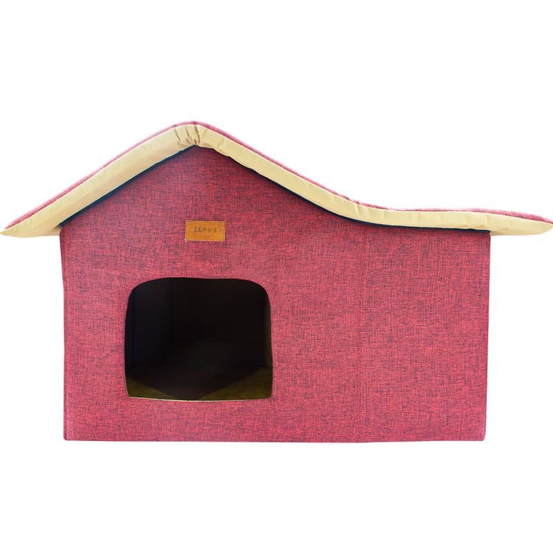 Lepus Cabin Kulübe Kedi ve Köpek Yatağı Kırmızı