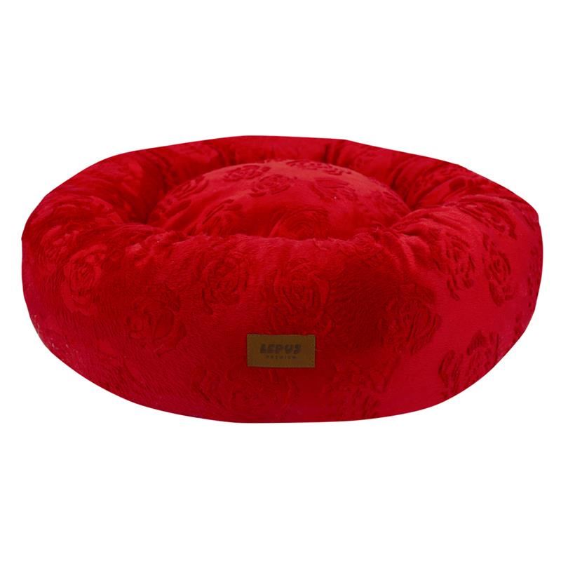 Lepus Luxe Donut Küçük Irk Köpek ve Kedi Yatağı Simit Yatak Kırmızı