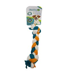 EuroDog Çift Düğümlü Diş İpi Köpek Oyuncağı 15cm Turuncu-Yeşil-Beyaz