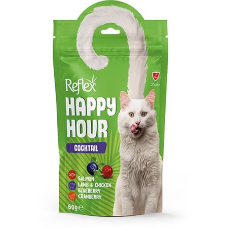 Reflex Happy Hour Cocktail Somon Kuzu Tavuk Yaban Mersini ve Kızılcıklı Kedi Ödül Maması 60gr