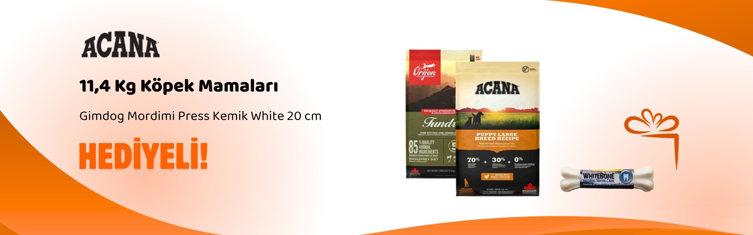 Acana ve Orijen 11,4 Kg Köpek Mamalarına Gimdog Mordimi Press Kemik White 20 cm Hediye