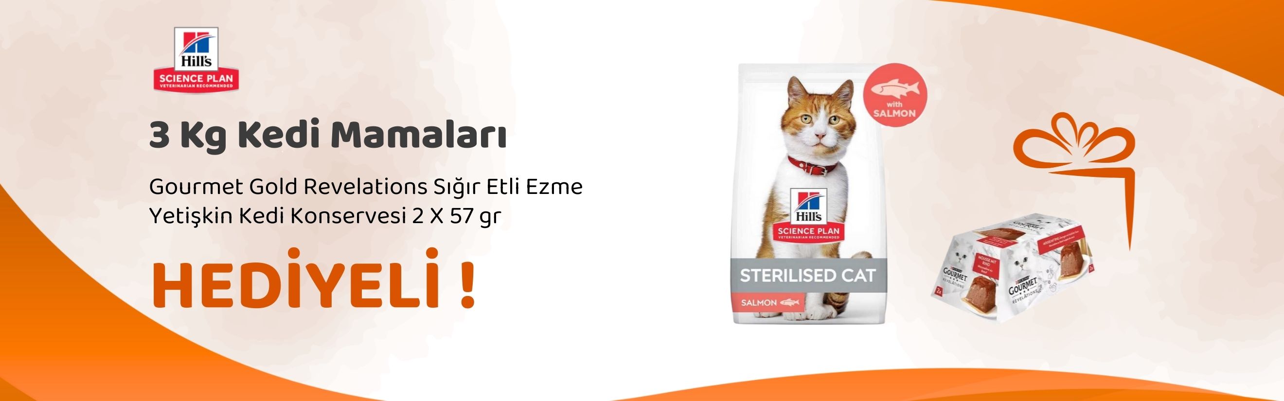 Hill's Science Plan 3 Kg Kedi Mamalarına Gourmet Gold Revelations Sığır Etli Ezme Yetişkin Kedi Konservesi 2 X 57 gr Hediye