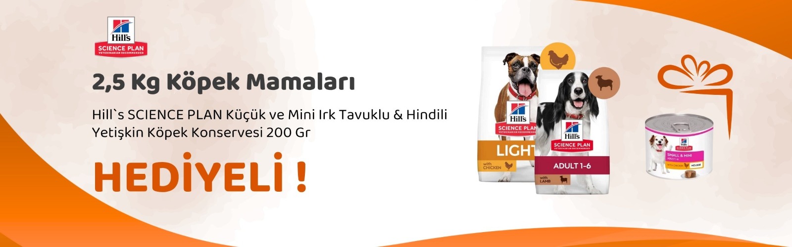 Hill's Science Plan 2,5 Kg Köpek Mamalarına 1 Adet Hill`s SCIENCE PLAN Küçük ve Mini Irk Tavuklu & Hindili Yetişkin Köpek Konservesi 200 Gr Hediye
