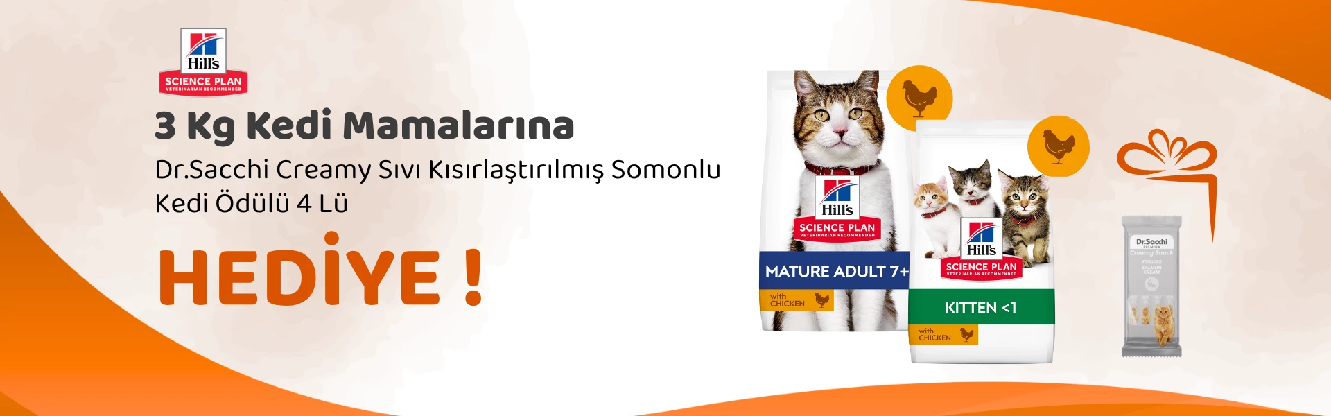 Hill's Science Plan 3 Kg Mamalarına Dr.Sacchi Creamy Sıvı Kısırlaştırılmış Somonlu Kedi Ödülü 4 Lü Hediye