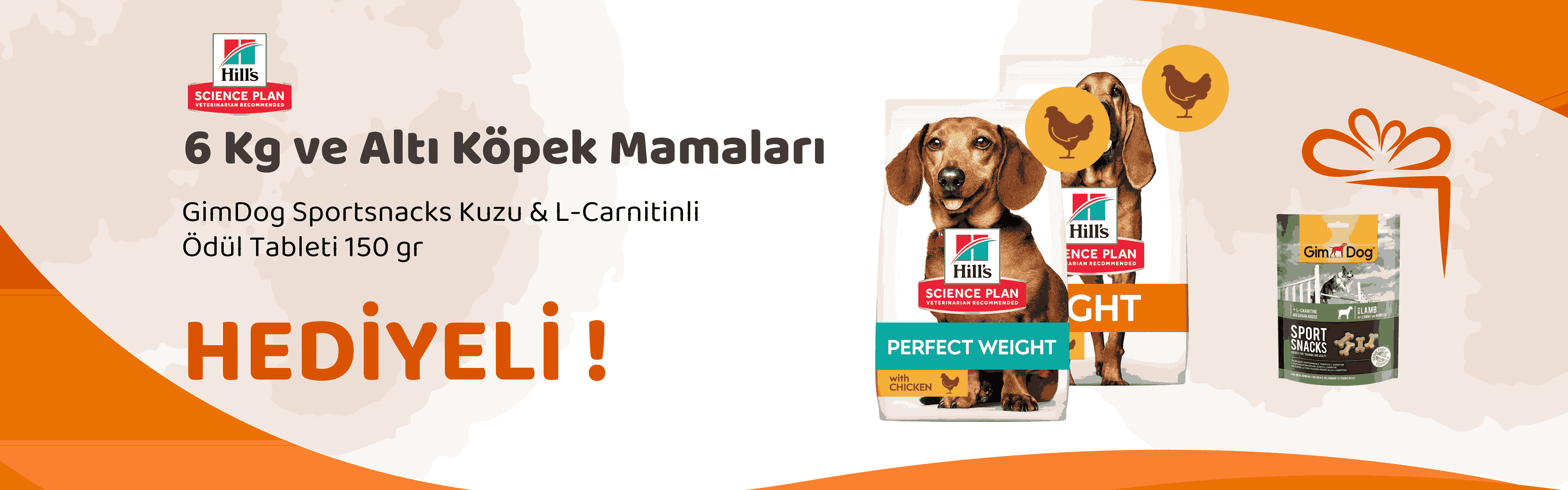 Hill's Science Plan 6 Kg ve Altı Köpek Mamaları GimDog Sportsnacks Kuzu & L-Carnitinli Ödül Tableti 150 gr Hediye
