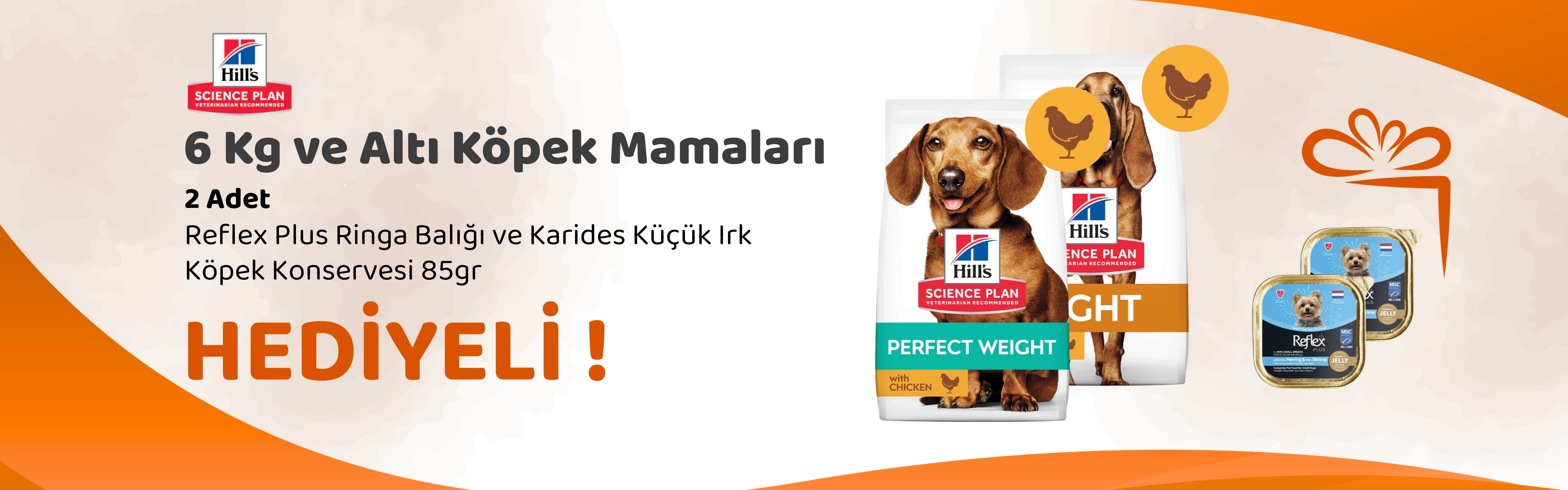 Hill's Science Plan 6 Kg ve Altı Köpek Mamalarına 2 Adet Reflex Plus Karışık Köpek Konservesi 85gr Hediye