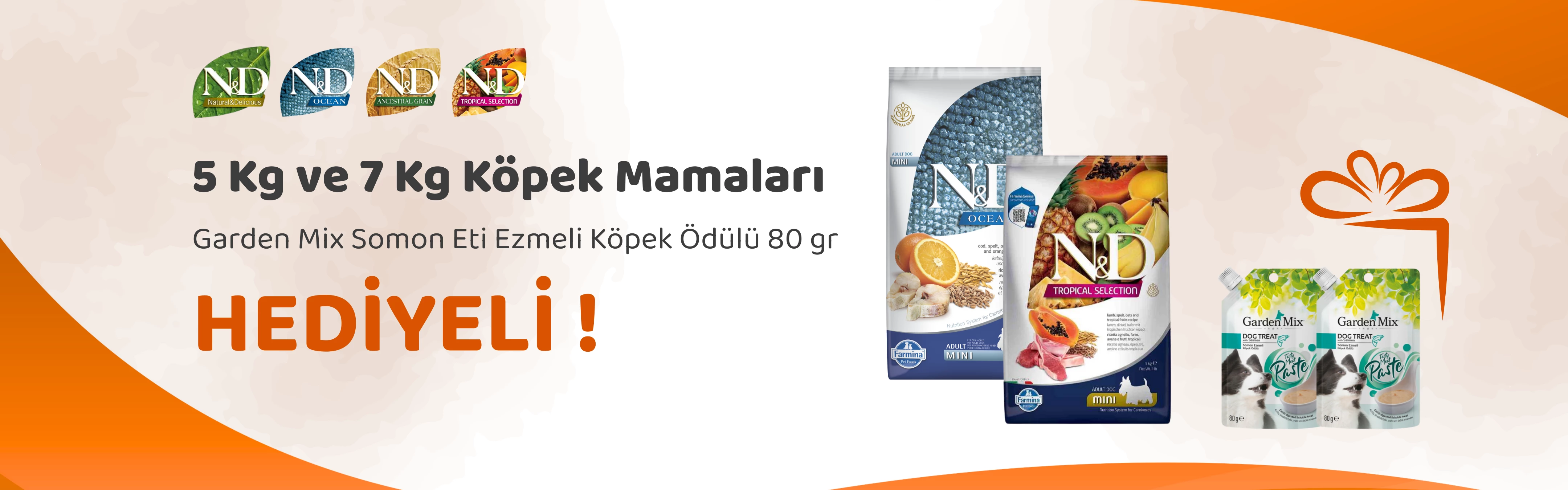 N&D 5 ve 7 Kg Köpek Mamalarına Garden Mix Somon Eti Ezmeli Köpek Ödülü 80 gr Hediye