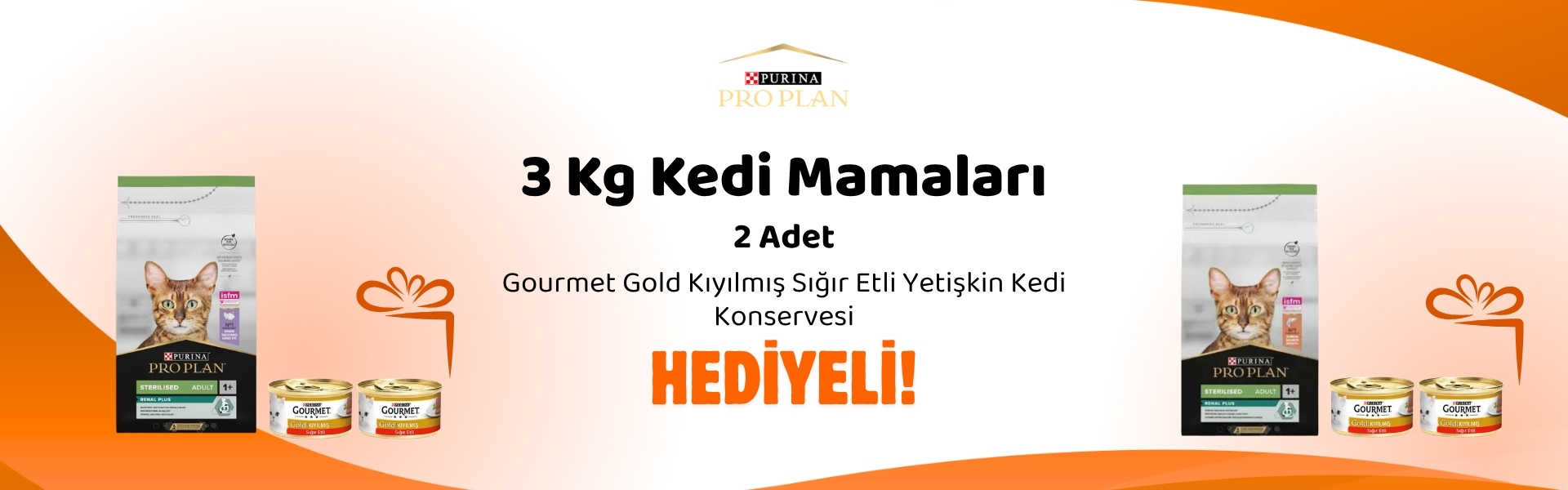 Pro Plan 3 Kg Kedi Mamalarına 2 Adet Gourmet Gold Kıyılmış Sığır Etli Yetişkin Kedi Konservesi 85 gr Hediye