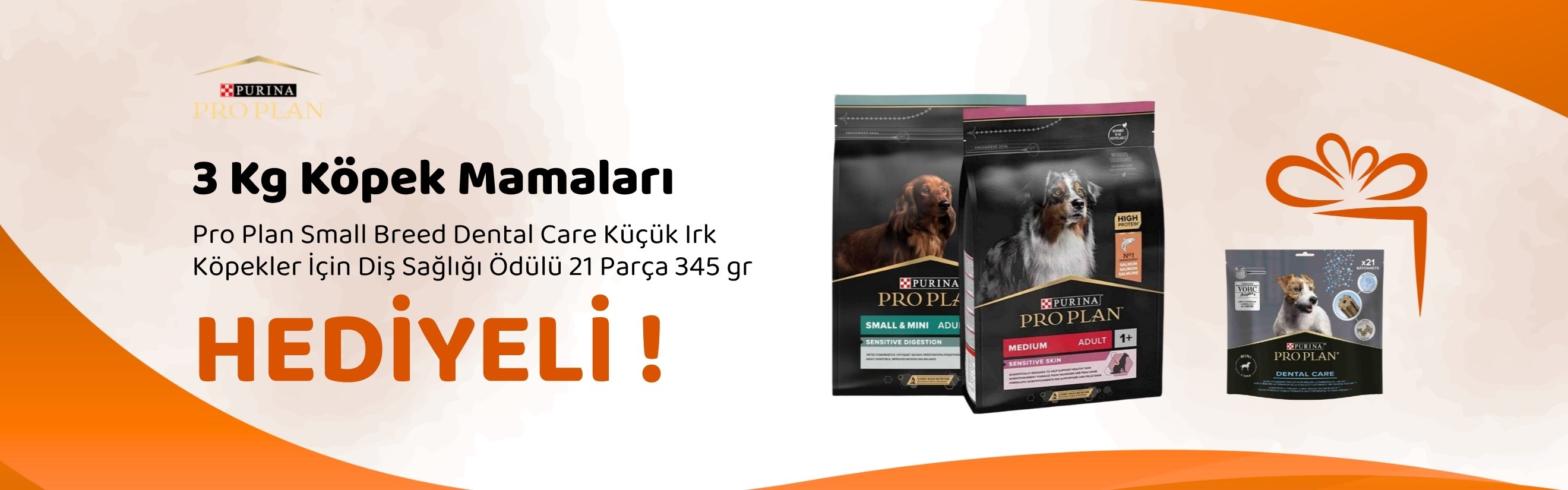 pro Plan 3 Kg Köpek Mamalarına 1 Adet Pro Plan Small Breed Dental Care Küçük Irk Köpekler İçin Diş Sağlığı Ödülü 21 Parça 345 gr Hediye