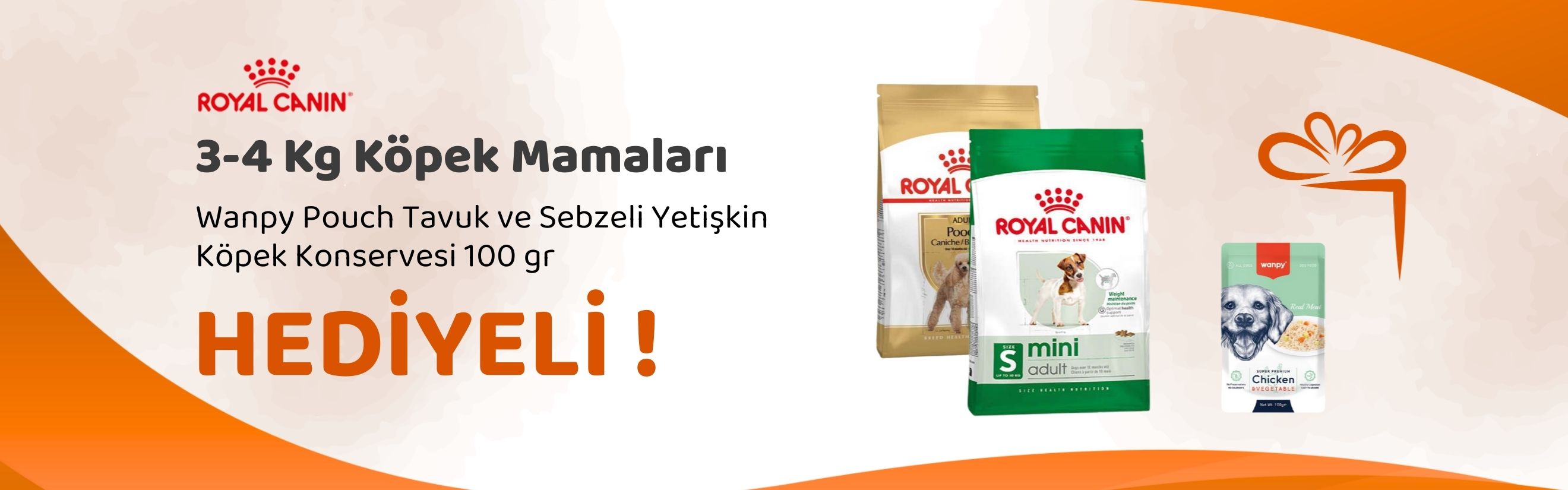 Royal Canin 3 ve 4 Kg Köpek Mamalarına Wanpy Pouch Tavuk ve Sebzeli Yetişkin Köpek Konservesi 100 gr Hediye
