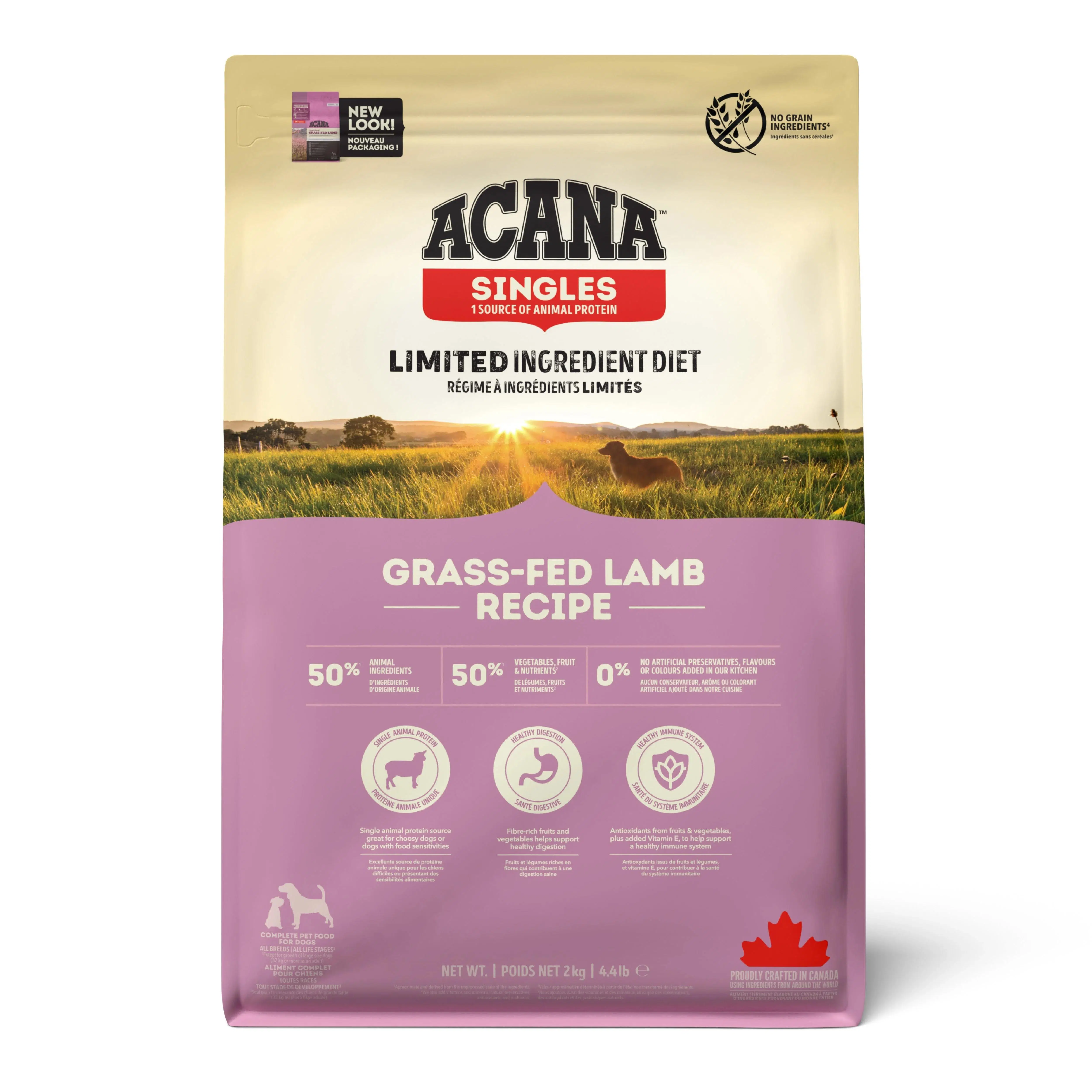 Acana Grass-Fed Lamb Kuzu Etli ve Elmalı Tahılsız Yetişkin Köpek Maması 6 kg