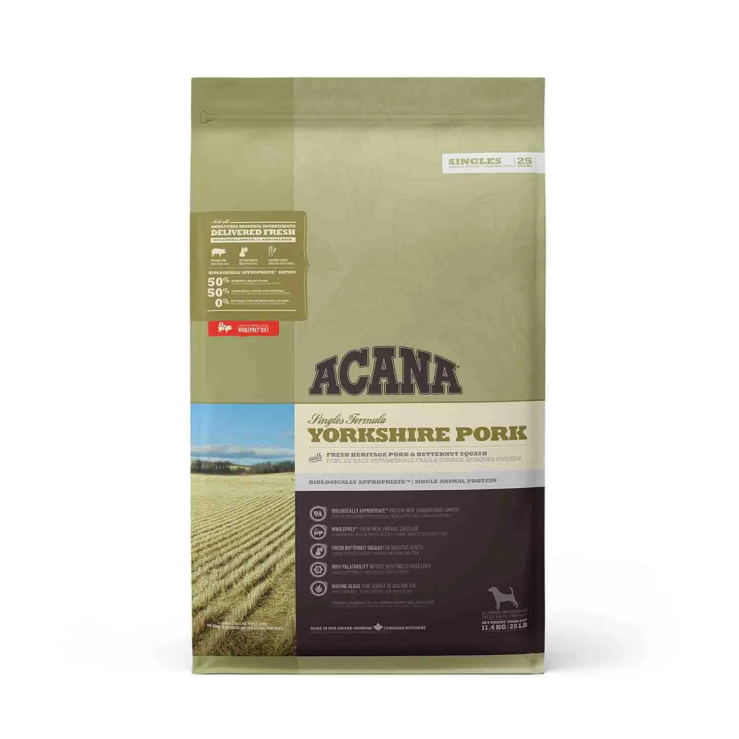 Acana Yorkshire Pork Domuz Etli ve Balkabaklı Tahılsız Yetişkin Köpek Maması 11,4 kg