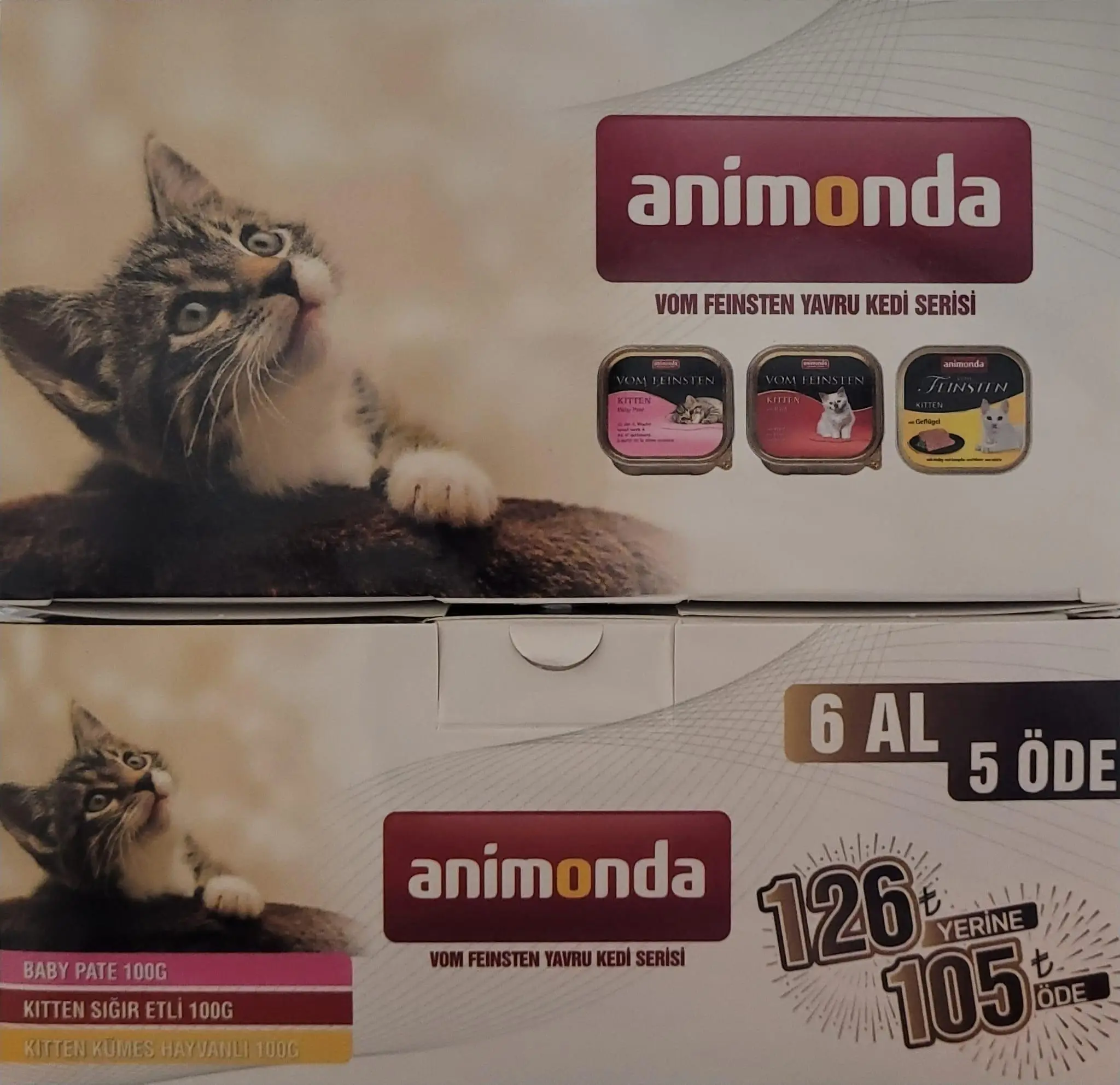 Animonda Yavru Kedi Konservesi 100 gr (6 AL 5 ÖDE)