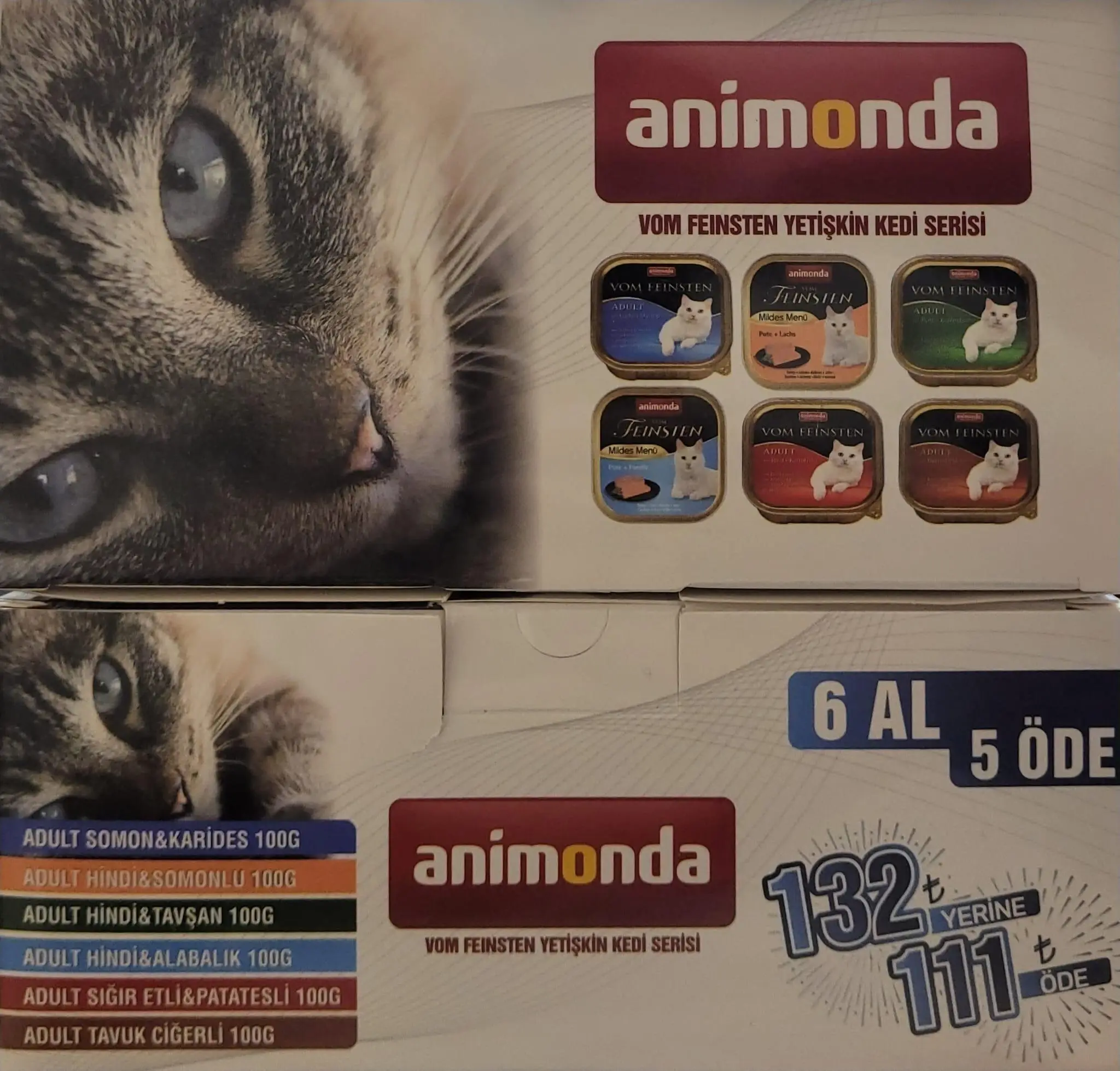 Animonda Yetişkin Kedi Konservesi 100 gr (6 AL 5 ÖDE)