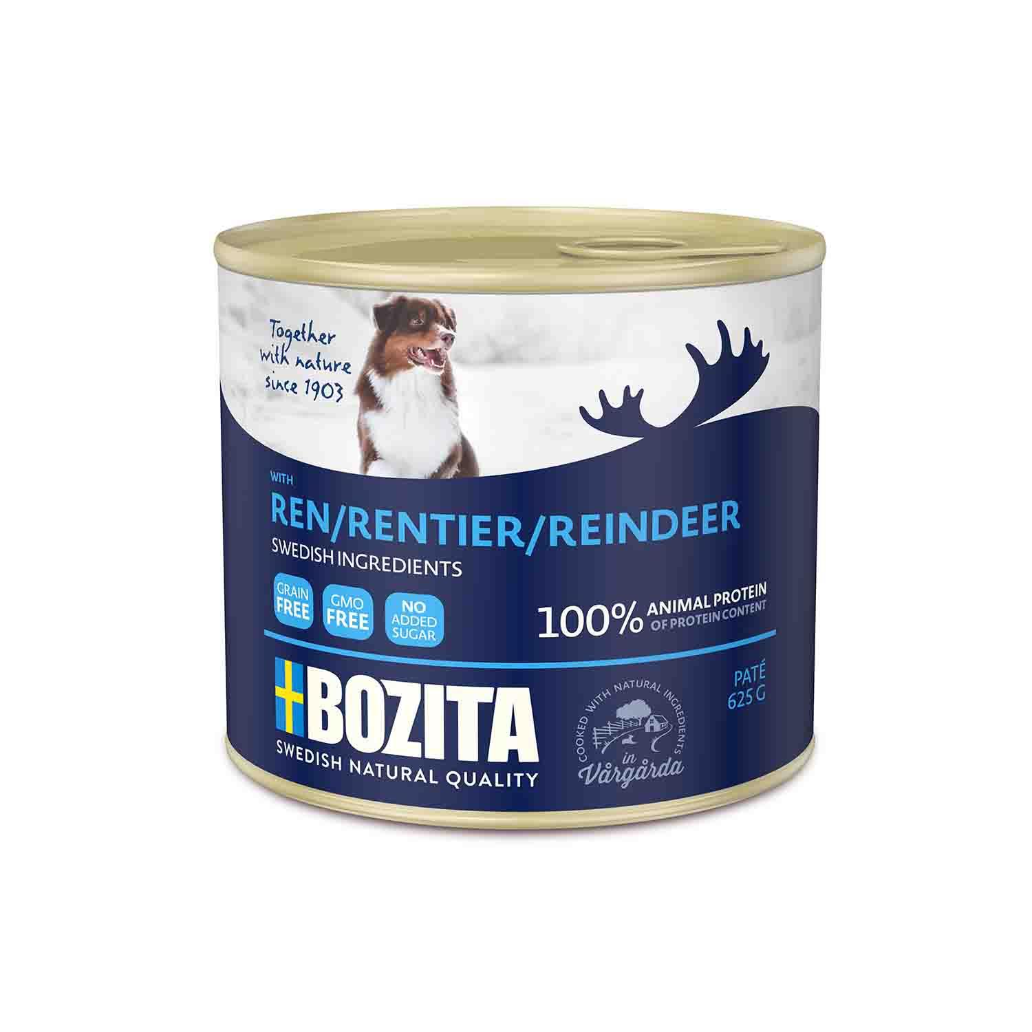 Bozita Natural Tahılsız Ren Geyiği Etli Konserve Yetişkin Köpek Maması 625 gr