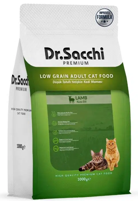 Dr. Sacchi Premium Düşük Tahıllı Kuzu Etli Yetişkin Kedi Maması 1 kg