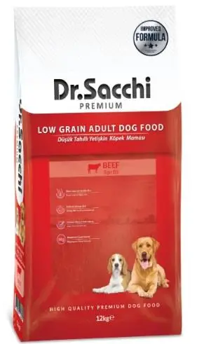 Dr.Sacchi Premium Düşük Tahıllı Sığır Etli Yetişkin Köpek Maması 12 kg