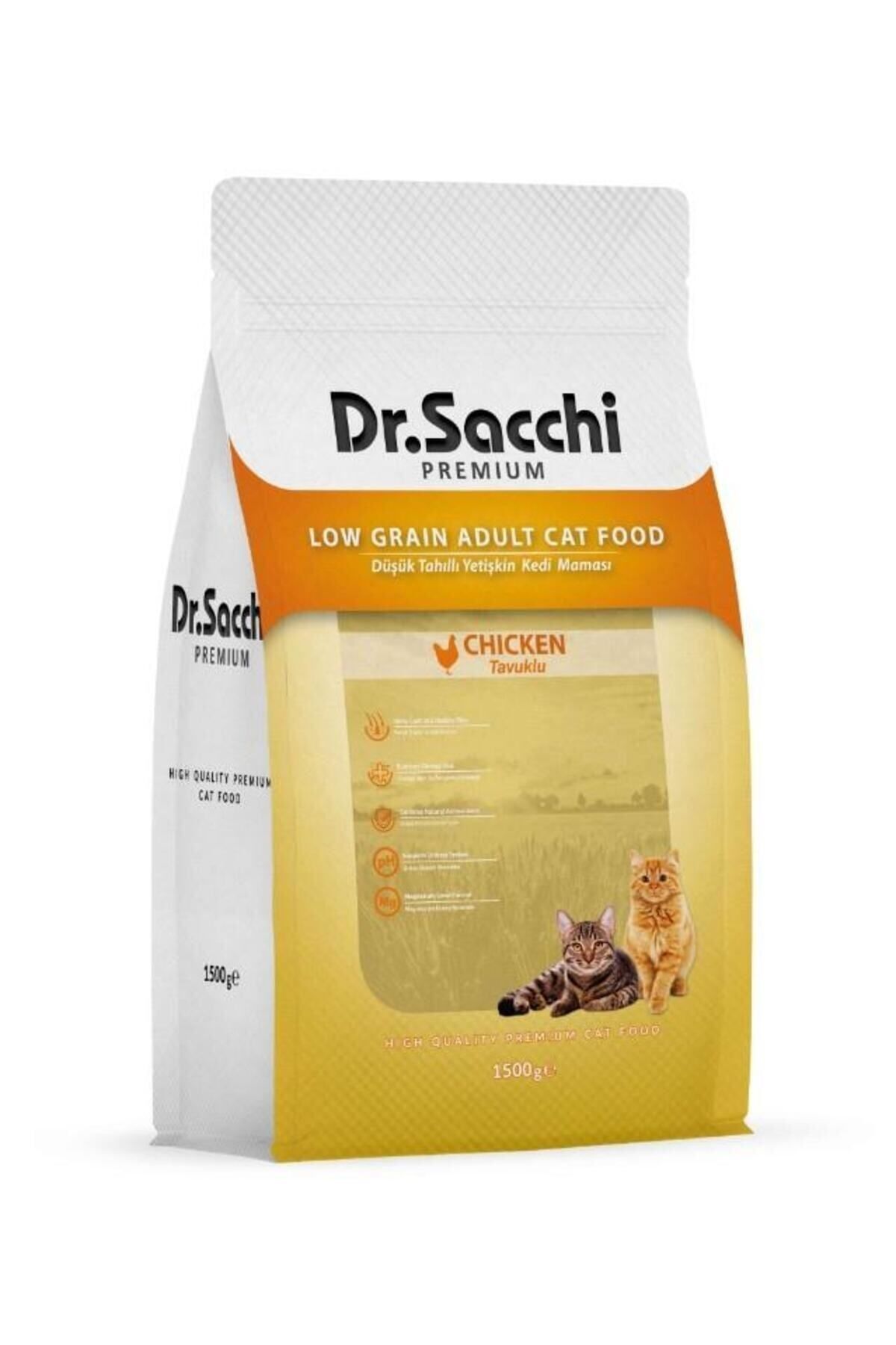 Dr. Sacchi Premium Düşük Tahıllı Tavuklu Yetişkin Kedi Maması 1,5 kg