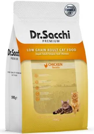 Dr. Sacchi Premium Düşük Tahıllı Tavuklu Yetişkin Kedi Maması 1 kg
