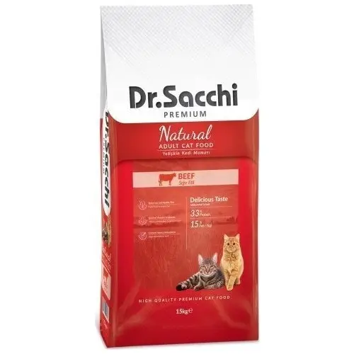 Dr.Sacchi Premium Natural Biftekli Yetişkin Kedi Maması 15 kg