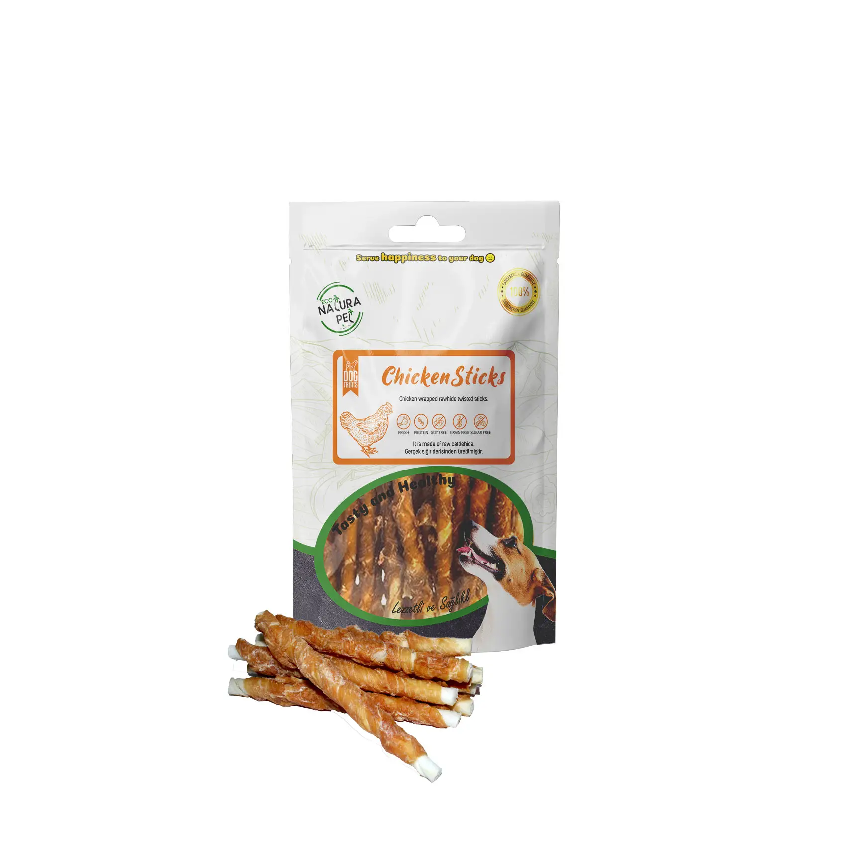 Eco Natura Pet Chicken Sticks Tavuk Sargılı Kemik Köpek Ödülü 90 gr