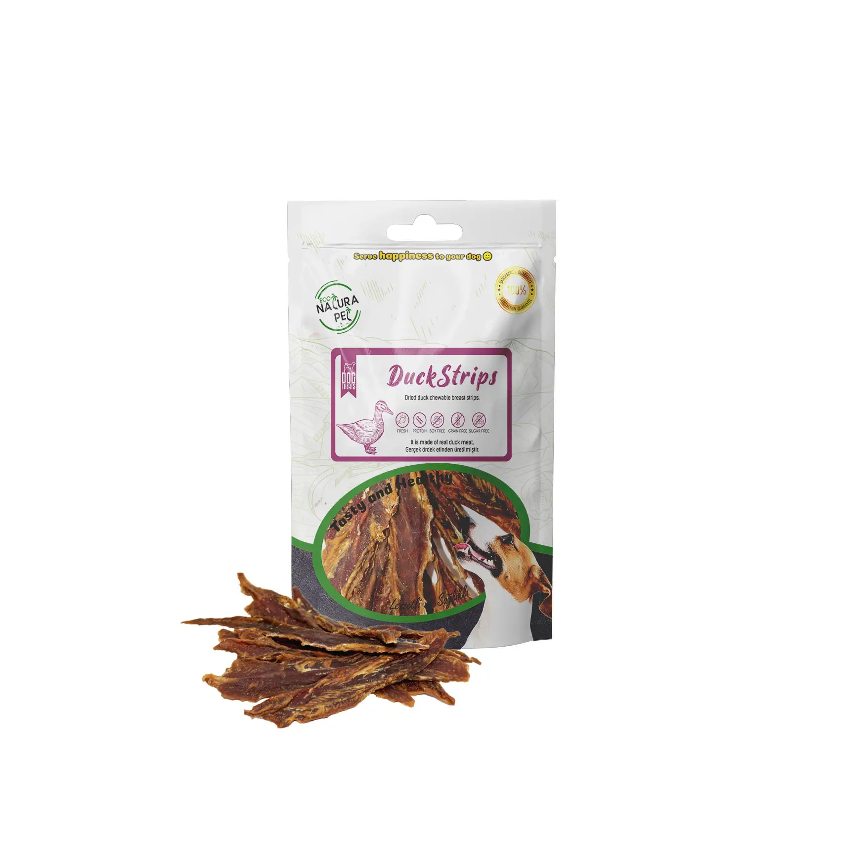 Eco Natura Pet Duck Strips Yumuşak Ördek Eti Dilim Köpek Ödülü 80 gr