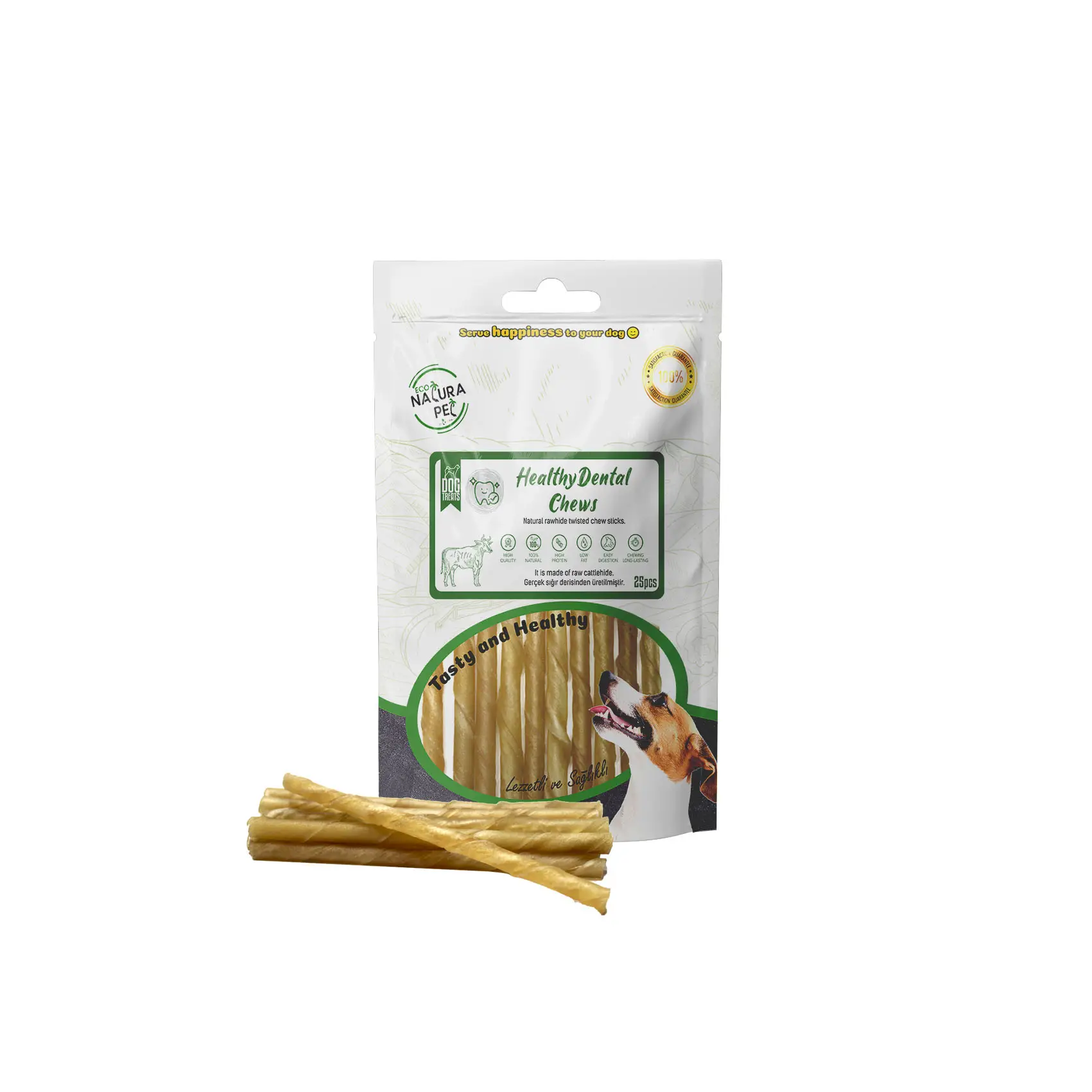 Eco Natura Pet Healty Dental Chews Natural Burgu Kemik 13 cm 25'li 150 gr
