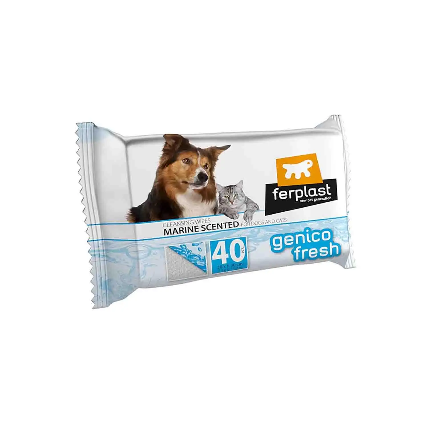 Ferplast Genico Fresh Kedi ve Köpekler İçin Okyanus Kokulu Islak Mendil 40'lı