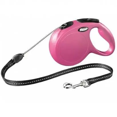 Flexi New Classic İp Otomatik Köpek Gezdirme Tasması Pembe M 8 mt