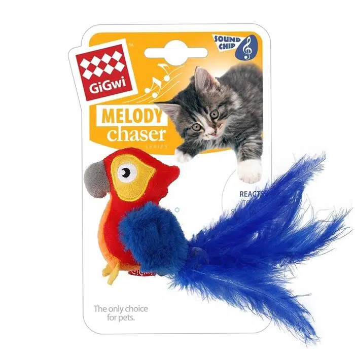 Gigwi Melody Chaser Peluş Makaw Papağan Sesli Kedi Oyuncağı