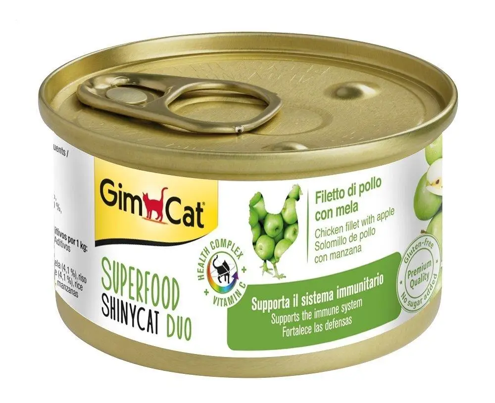 Gimcat Shinycat SF Fileto Tavuklu ve Elmalı Kedi Konservesi 70 gr