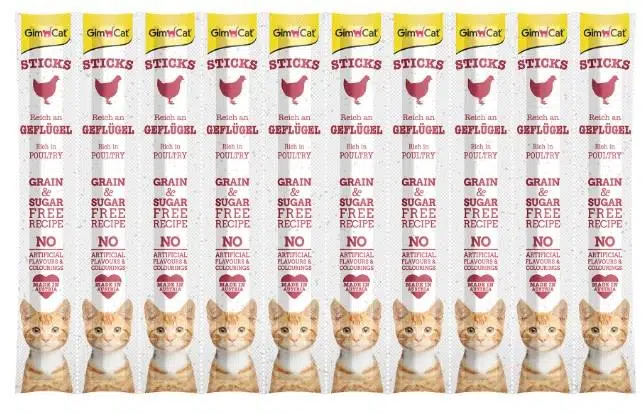 GimCat Sticks Tahılsız Kümes Hayvanlı Ödül Çubuğu 10'lu